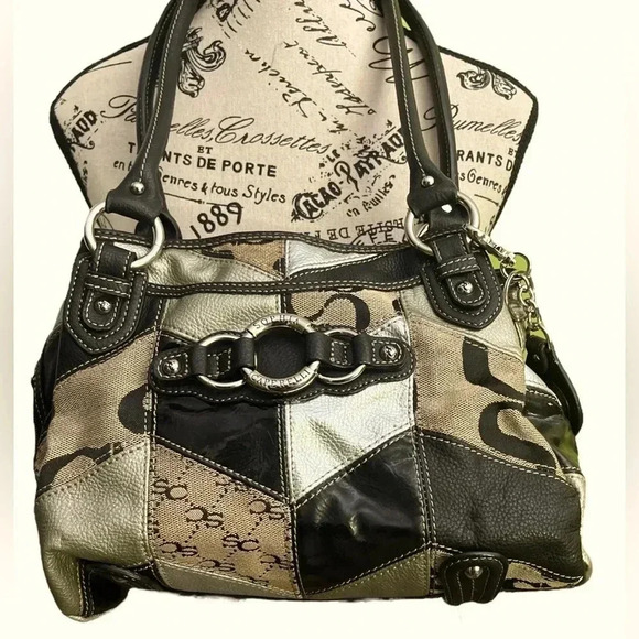 Sophia Caperelli Brown Patchwork Leather Bag with A Steve Madden Wristlet - Picture 1 of 15